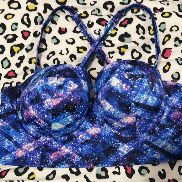 Blue and Purple Galaxy Print Bustier Top - Picture 6 of 8
